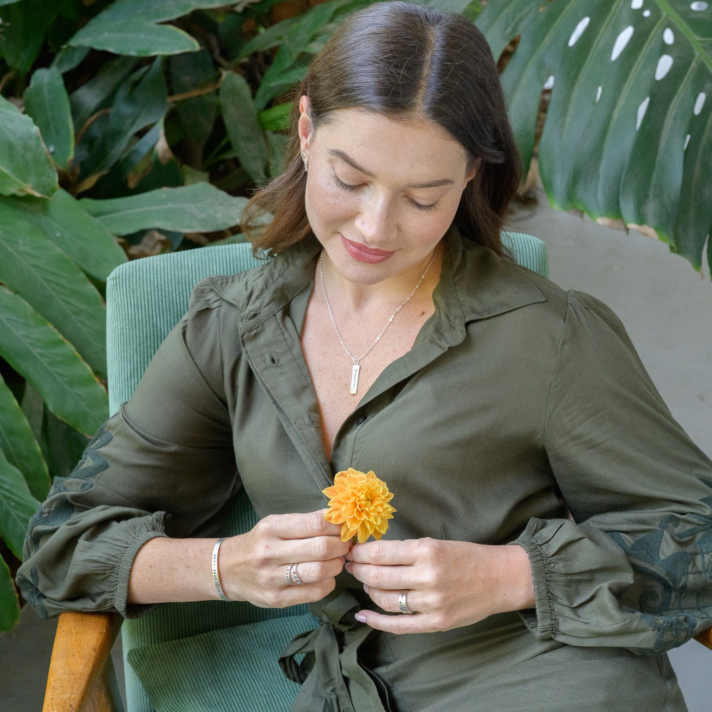Gold Dipped Bar Necklace (Sterling Silver & 14K Solid Gold)