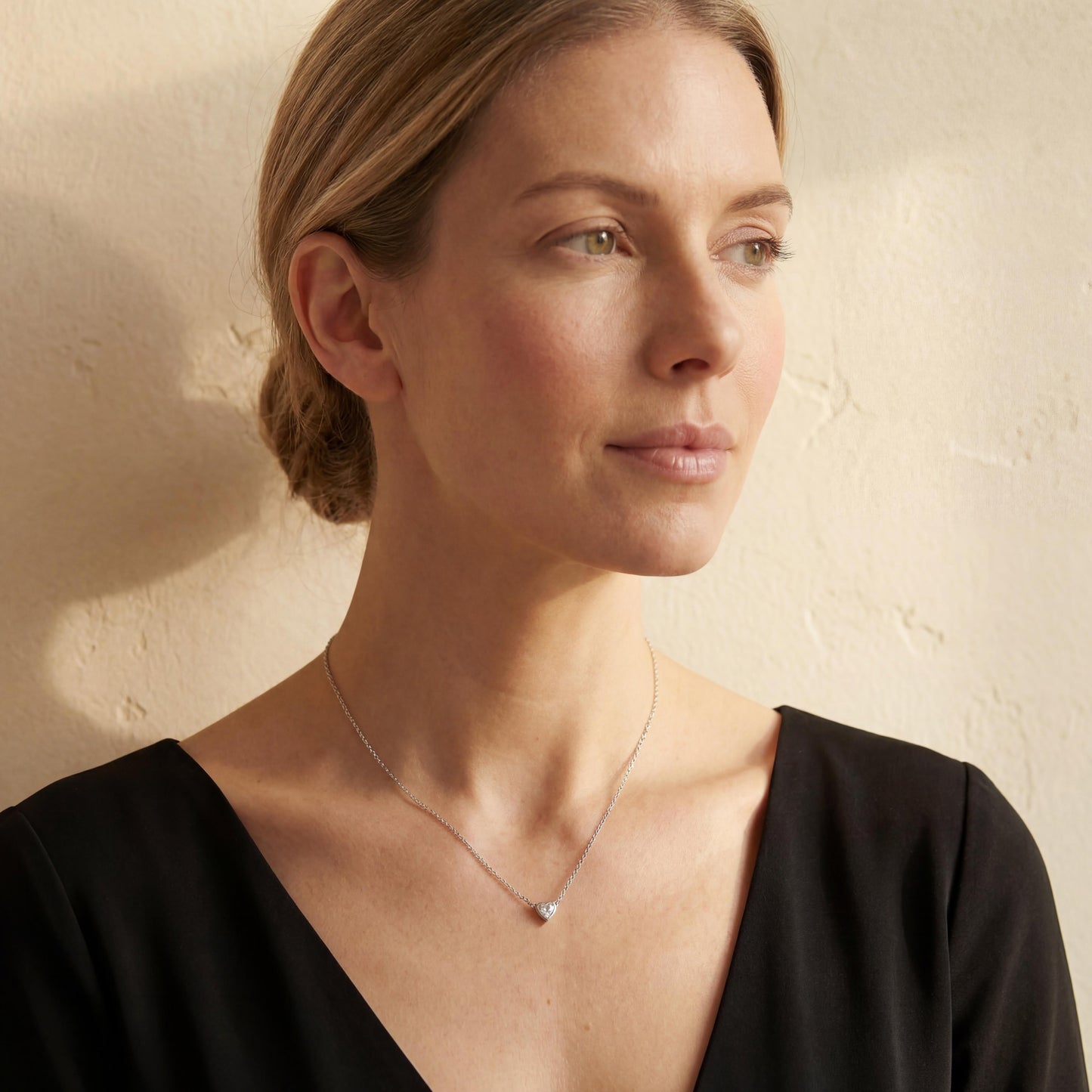 Diamond Glimmer Heart Pendant Necklace (Sterling Silver)