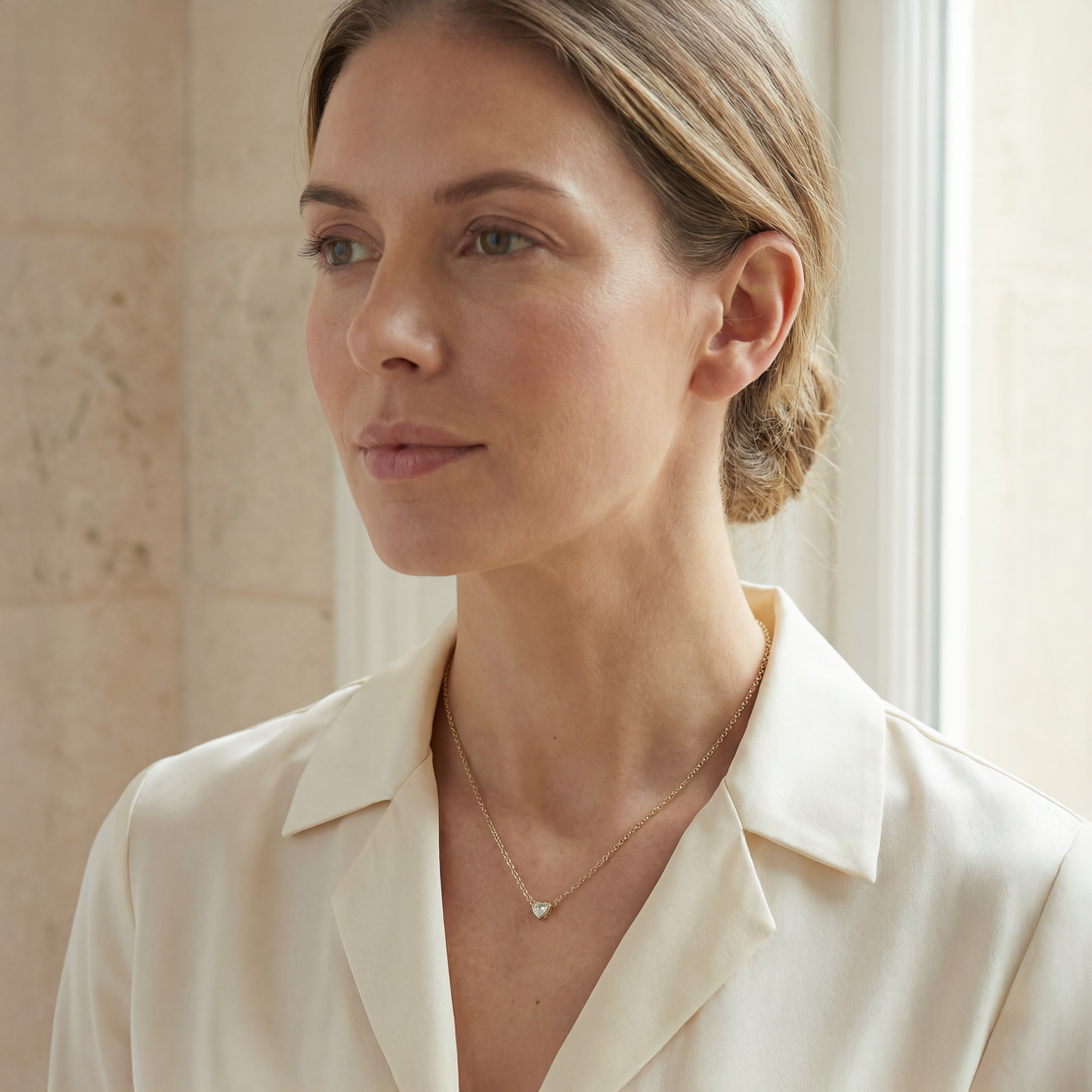 Diamond Glimmer Heart Pendant Necklace (14K Solid Gold)