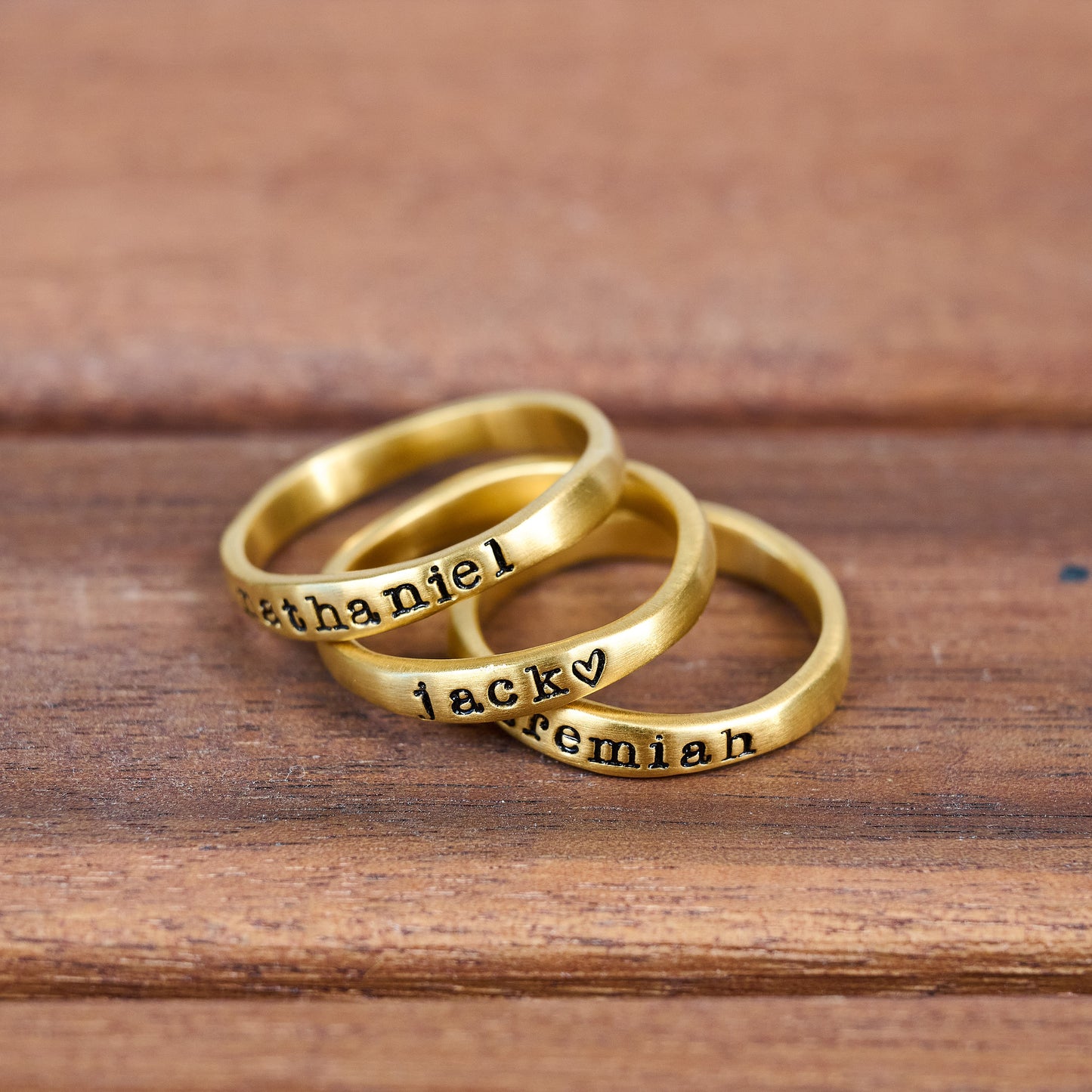 Stacking Name Ring Trio (Gold Plated)