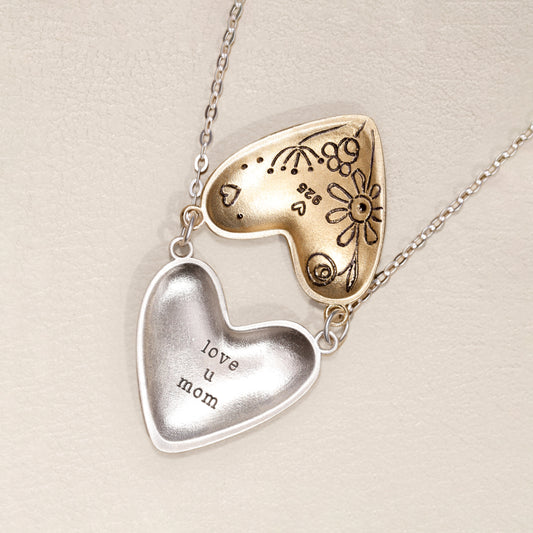 Inside My Heart Hidden Message Necklace-floral (Sterling Silver & Gold Plated)