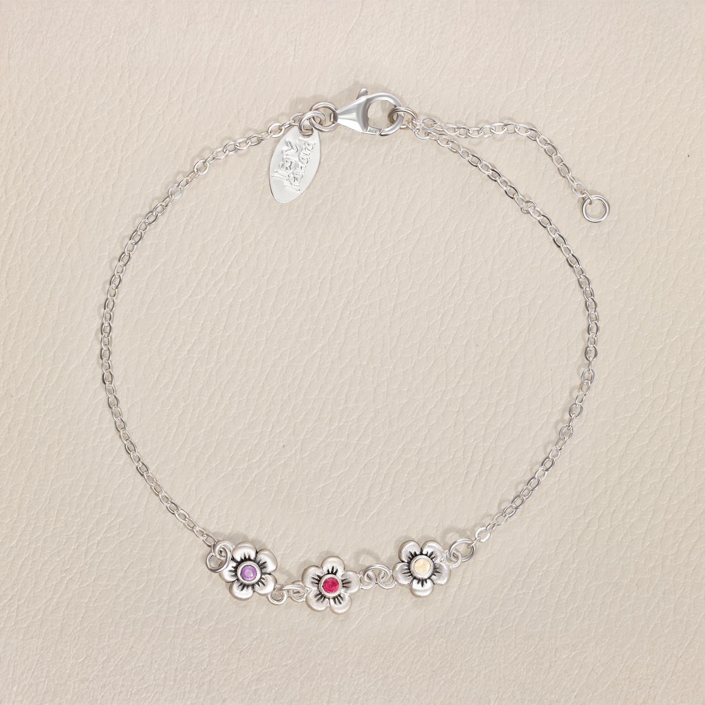Mother's Birthstone Bloom Bracelet (Sterling Silver)