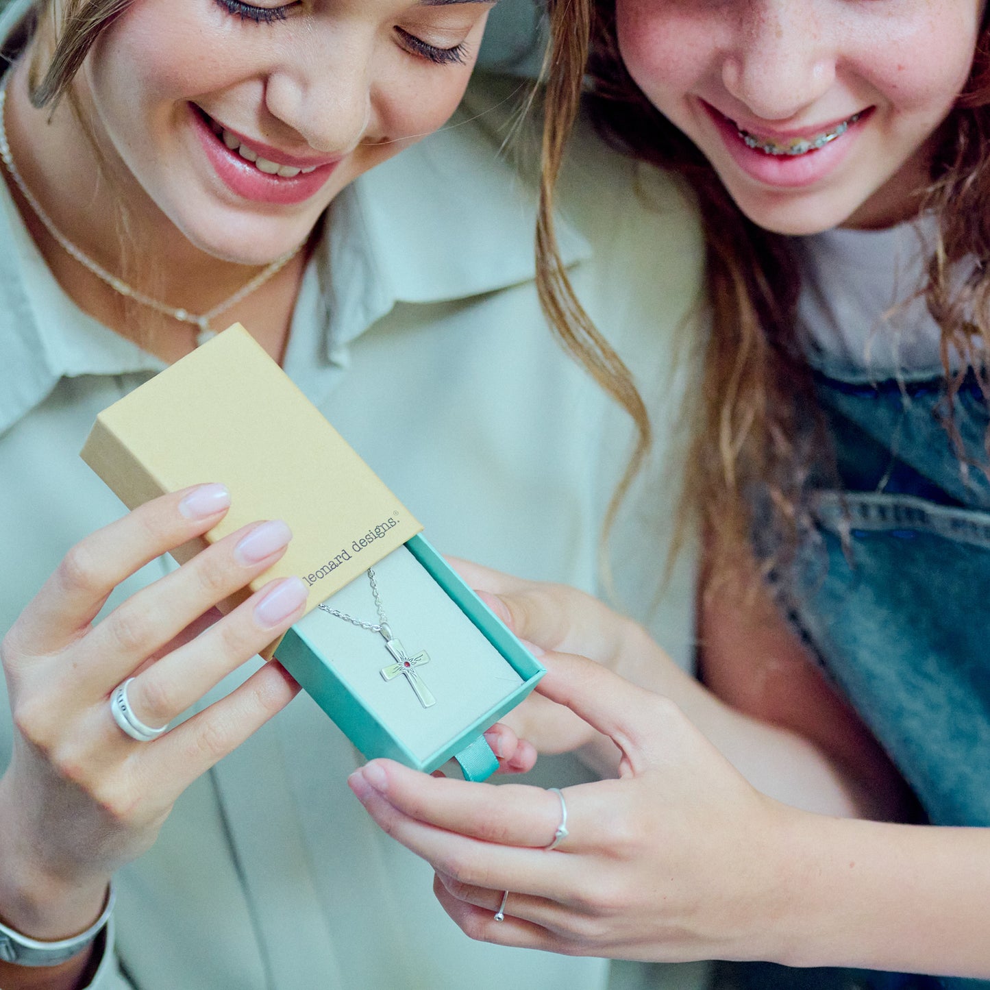 Abundant Birthstone Cross Necklace (Sterling Silver)