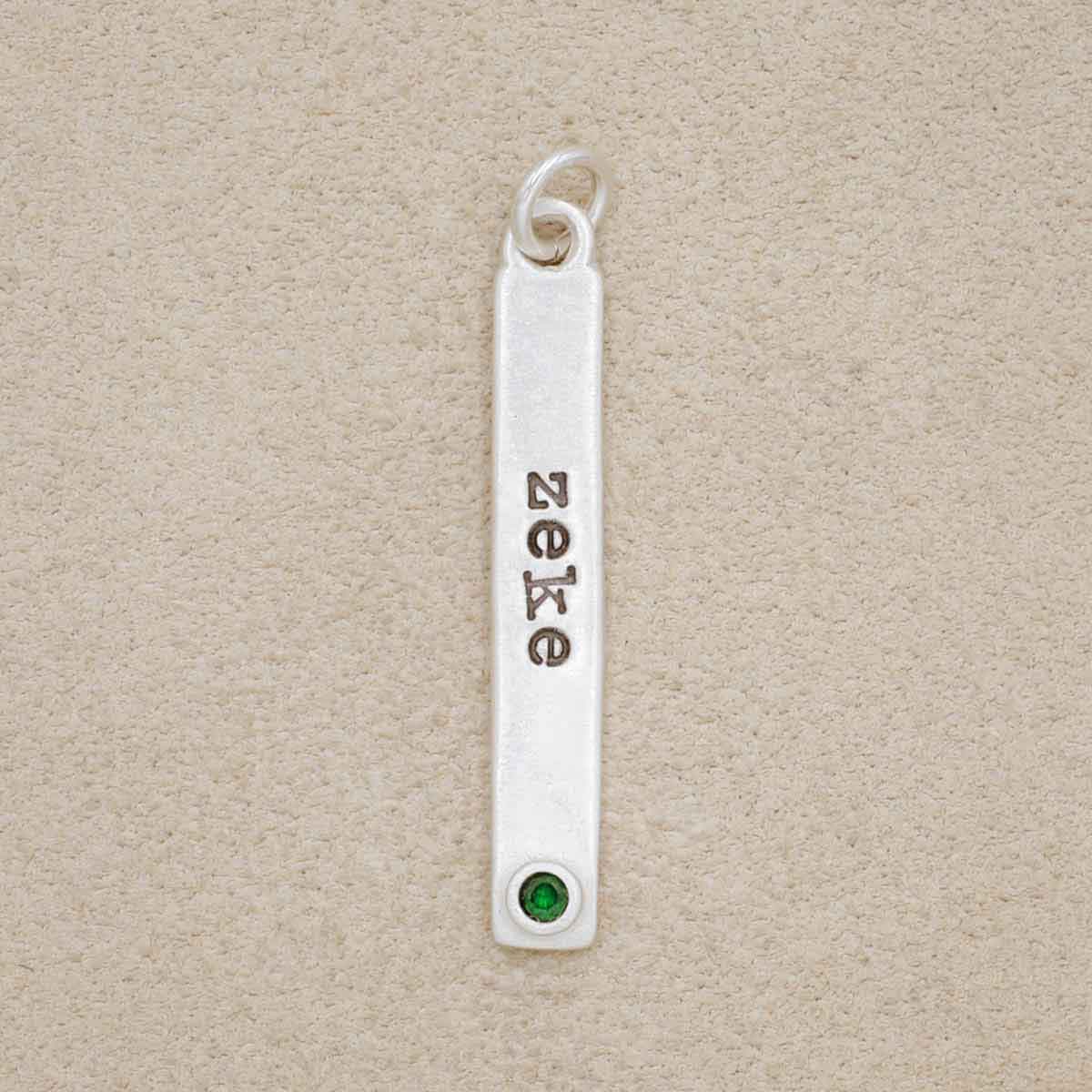 Bezel Birthstone Tag (Sterling Silver)