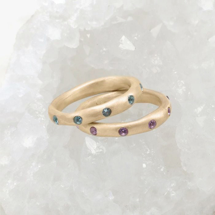 Birthstone Stacking Rings (14K Solid Gold)