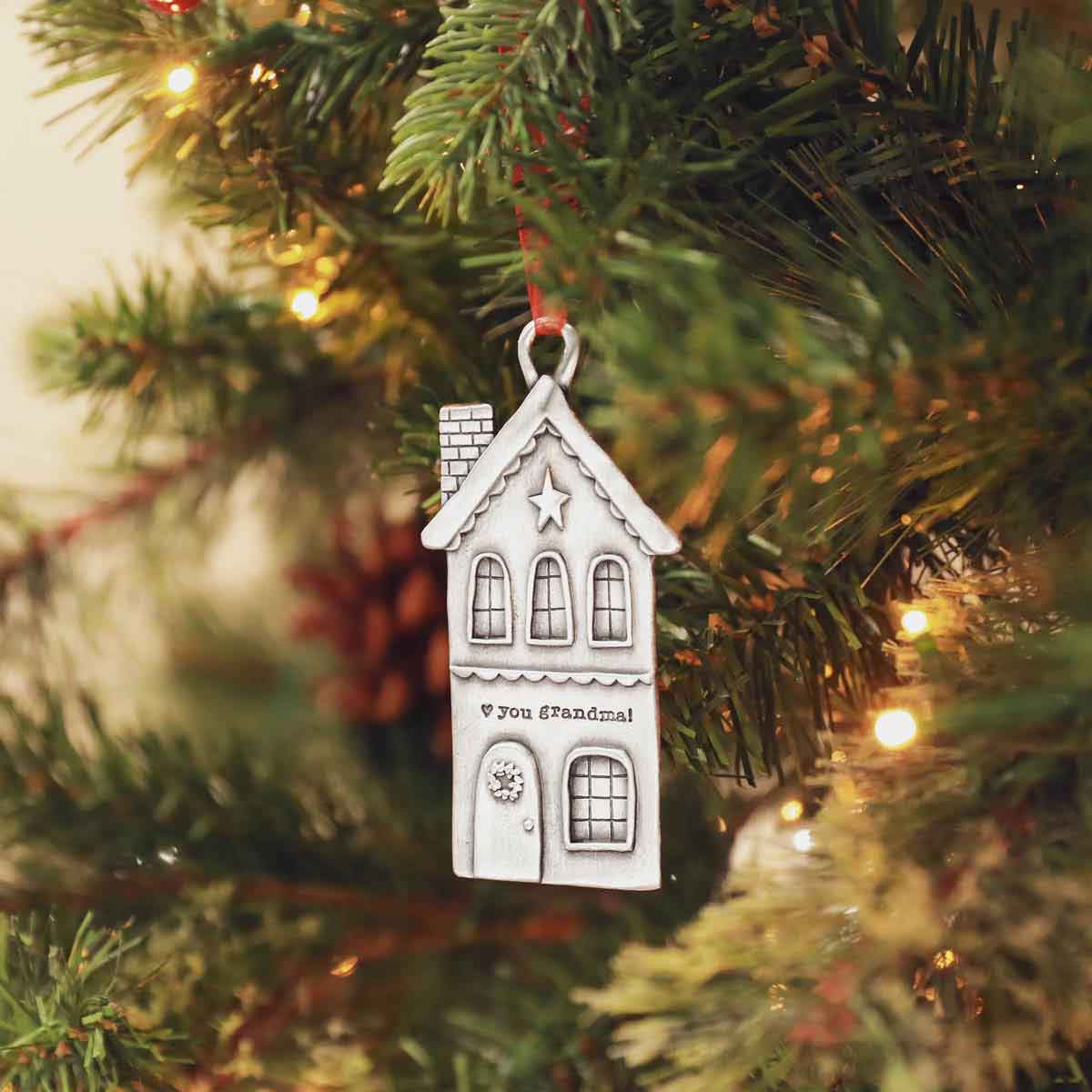 a personalized Heart of the Home pewter ornament