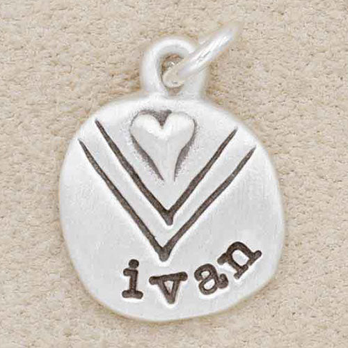 Heart with Chevron Charm (Sterling Silver)