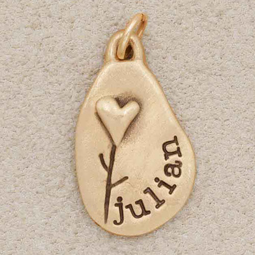 Heart with Flower Charm (10K Solid Gold)