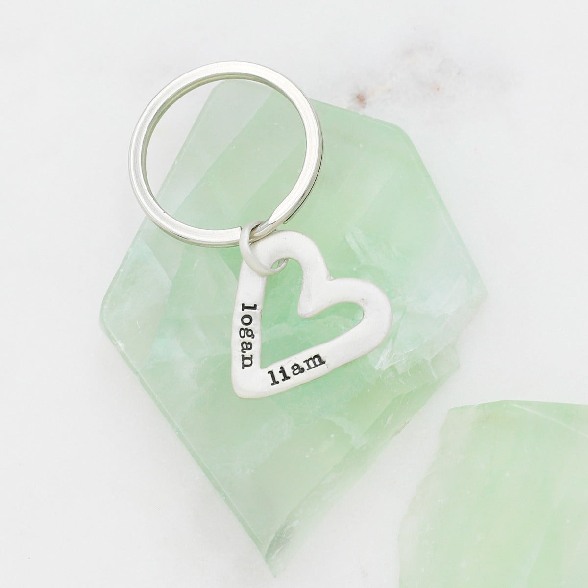 Molded Heart Keychain (Sterling Silver)