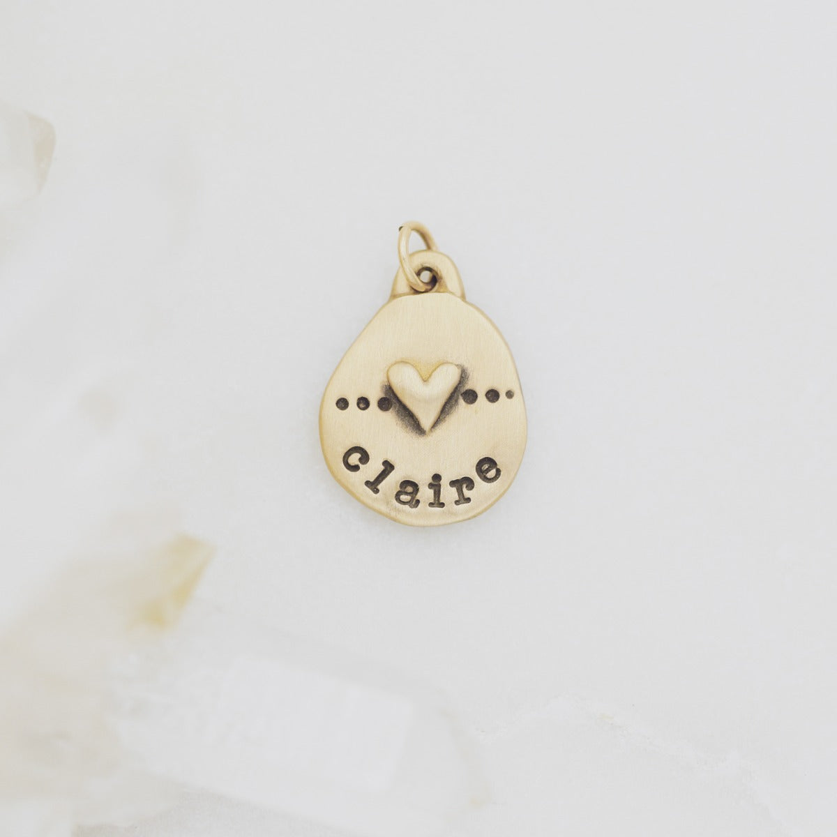 Heart with Dots Charm (14K Solid Gold)