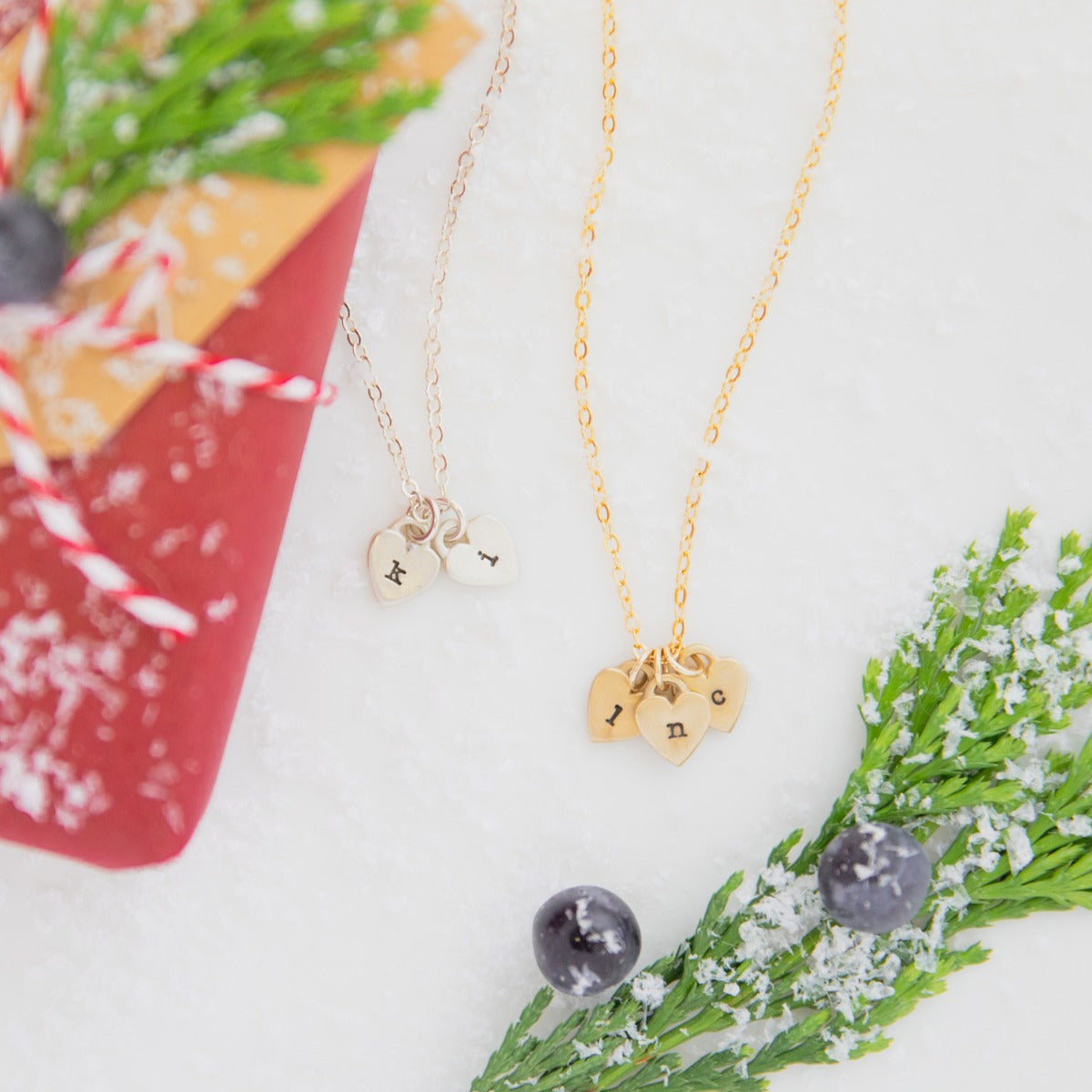 Cherished Hearts Initials Necklace (14K Solid Gold)