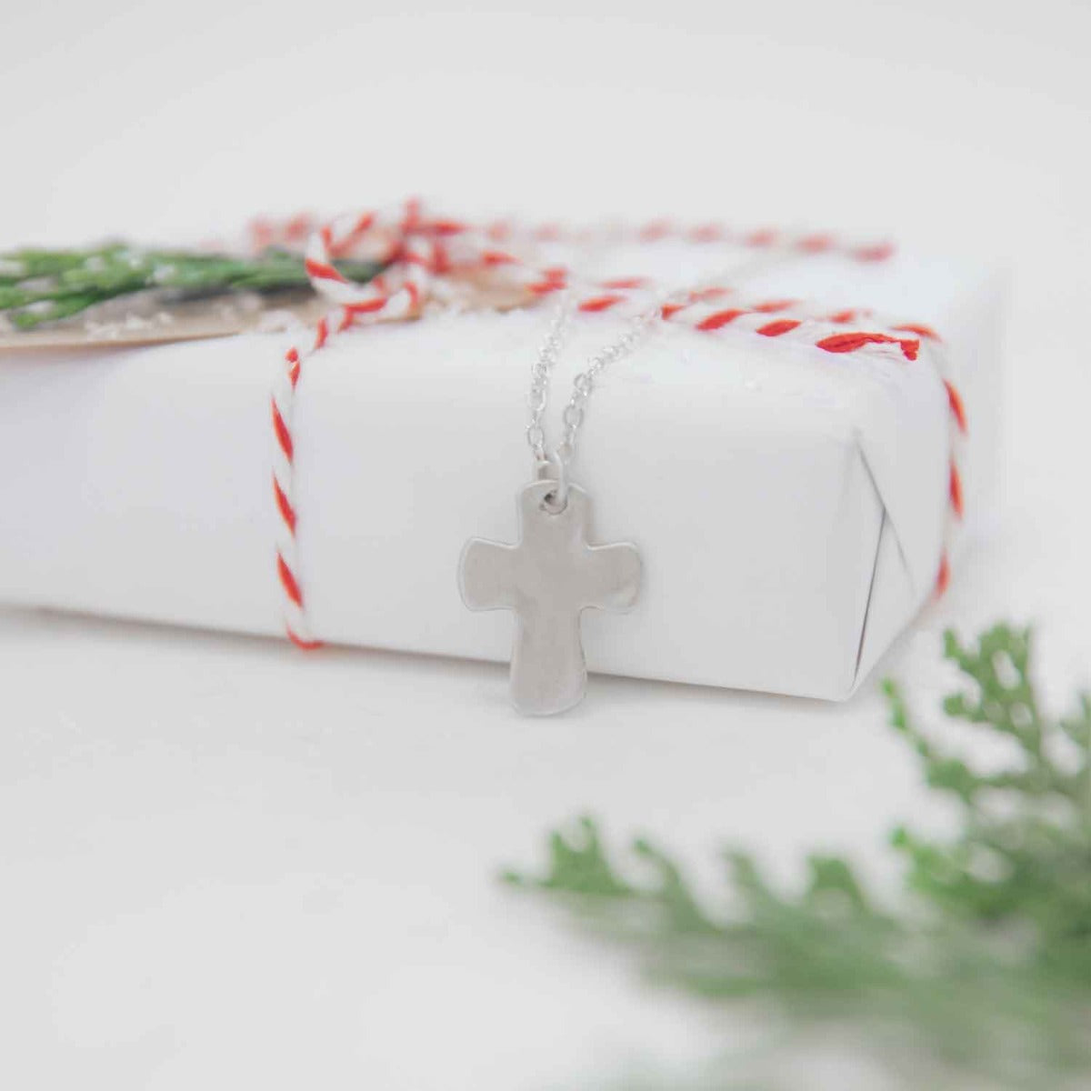 Grace for today cross necklace handcrafted in sterling silver with a cross charm strung on choice of chain