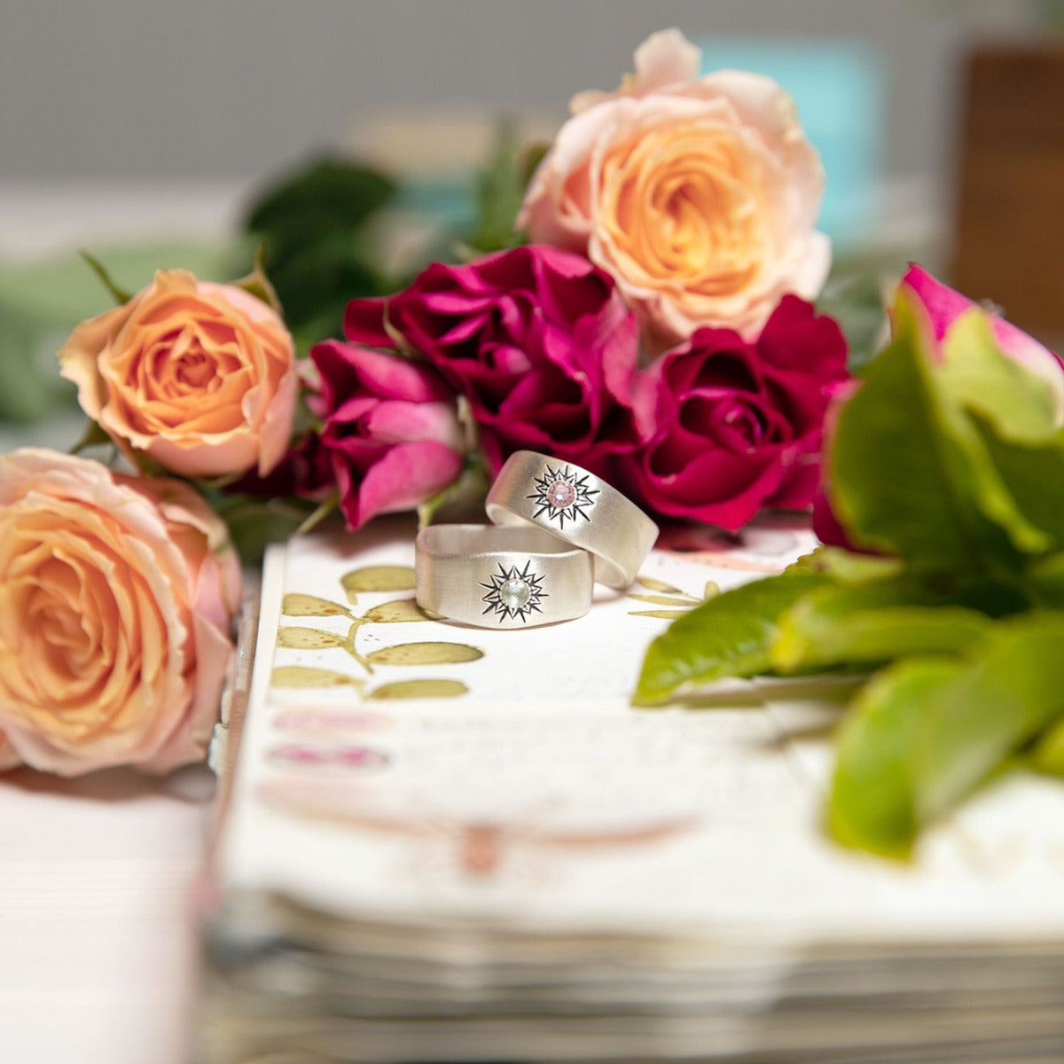 Sunburst Birthstone Ring (Sterling Silver)