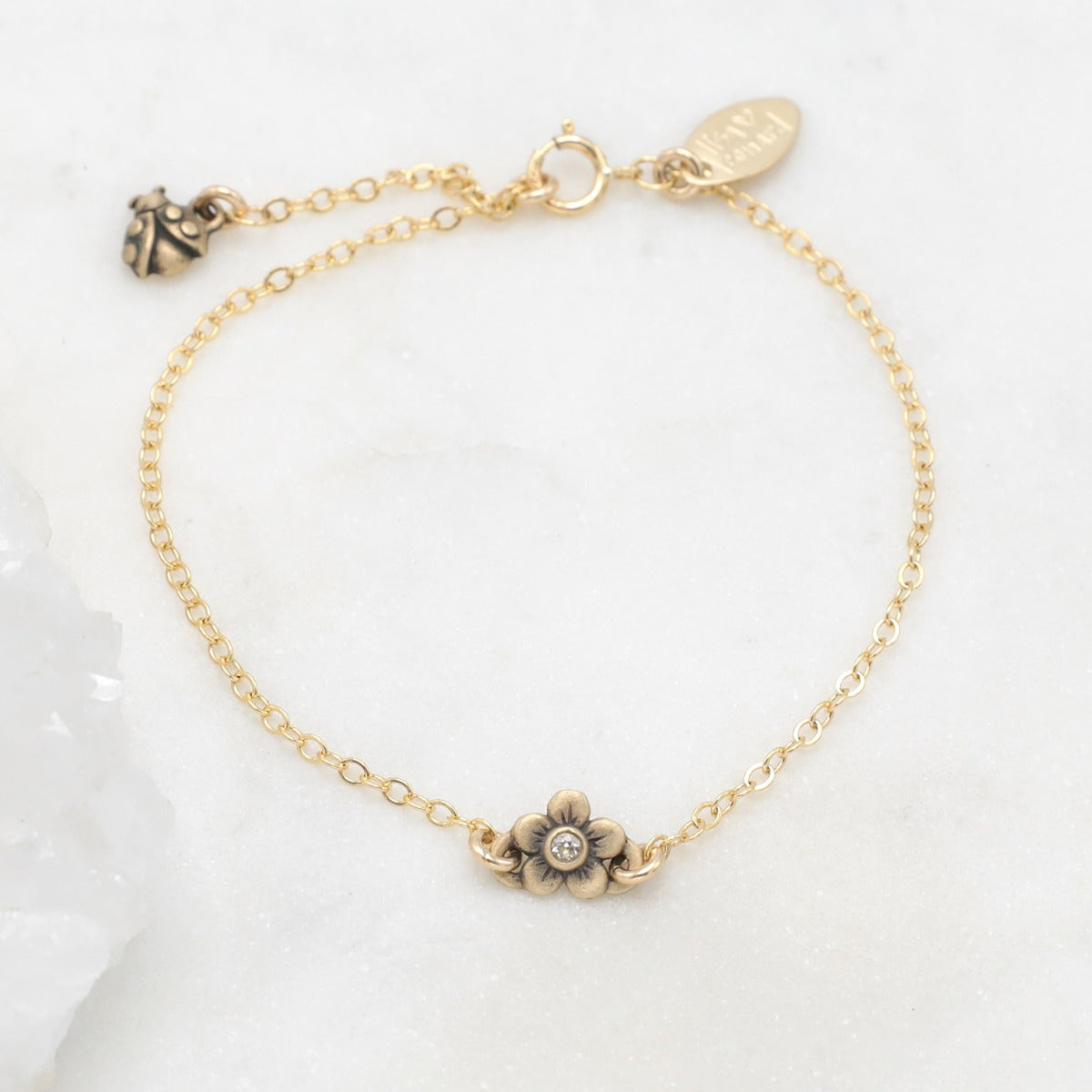 Birthstone Bloom Bracelet (14K Solid Gold)