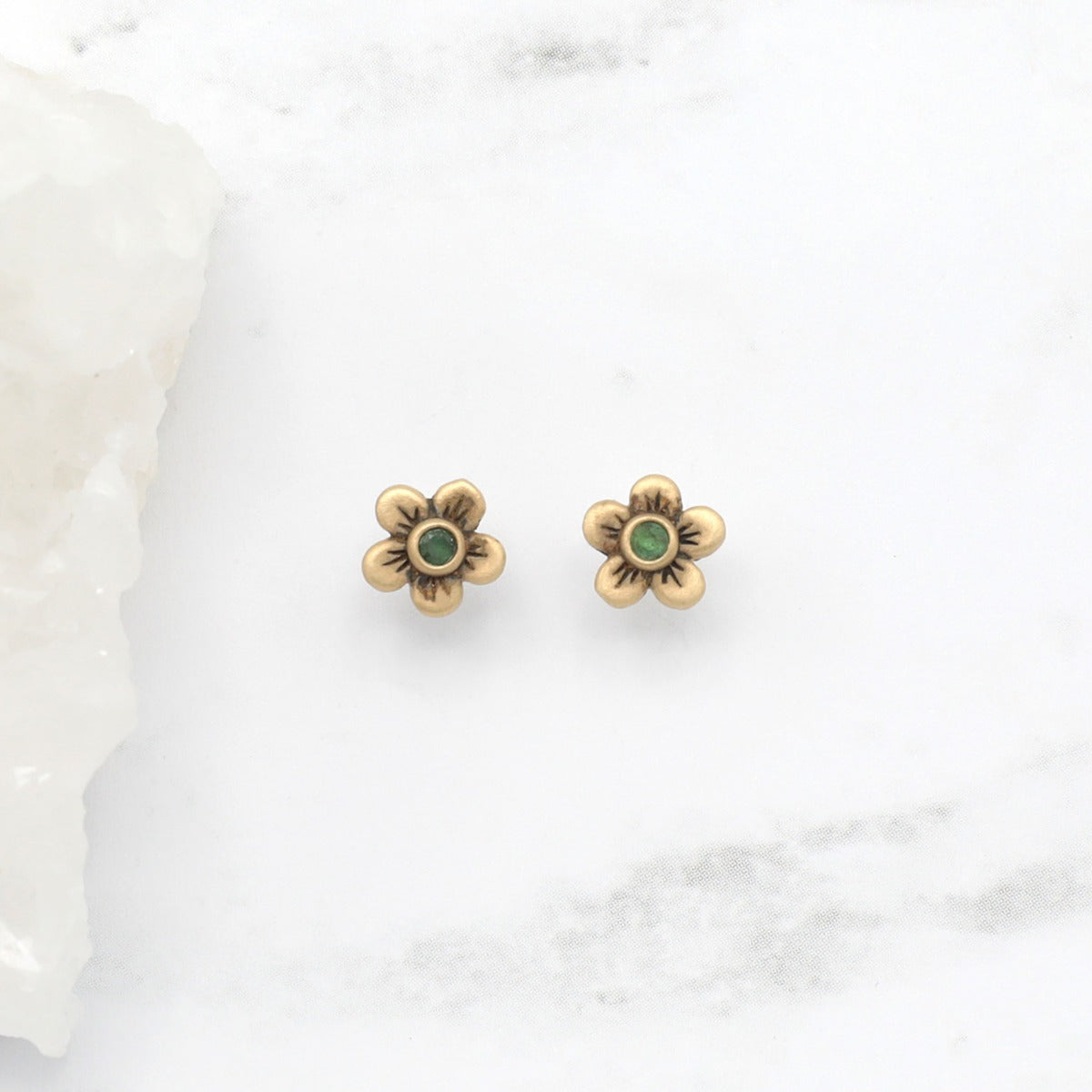 Birthstone Bloom Stud Earrings (10K Solid Gold)