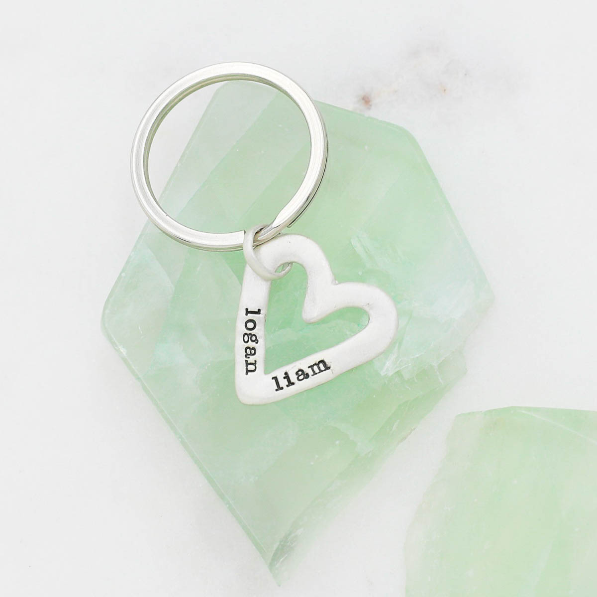 Molded Heart Keychain (Sterling Silver)