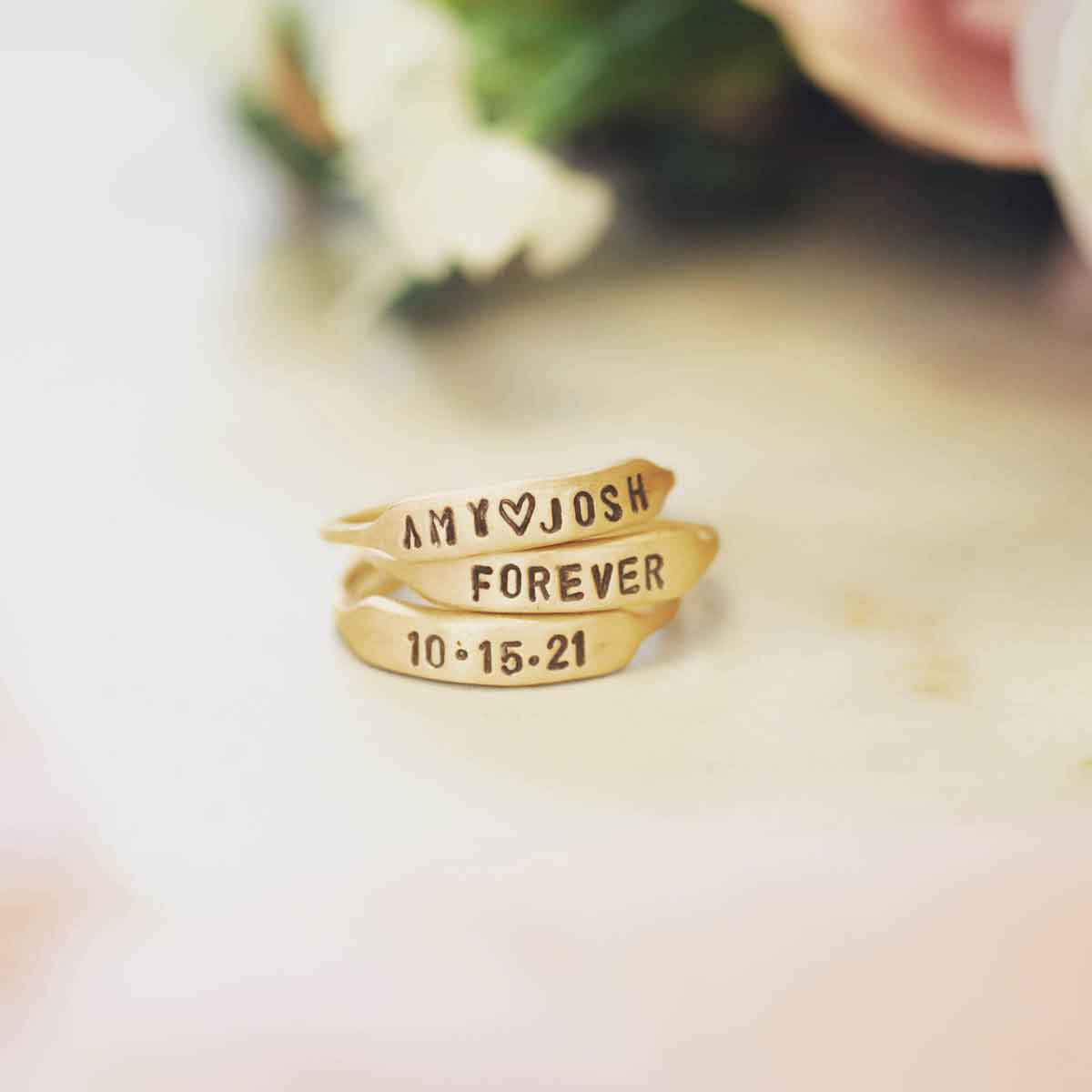 Nameplate Stacking Ring (10K Solid Gold)