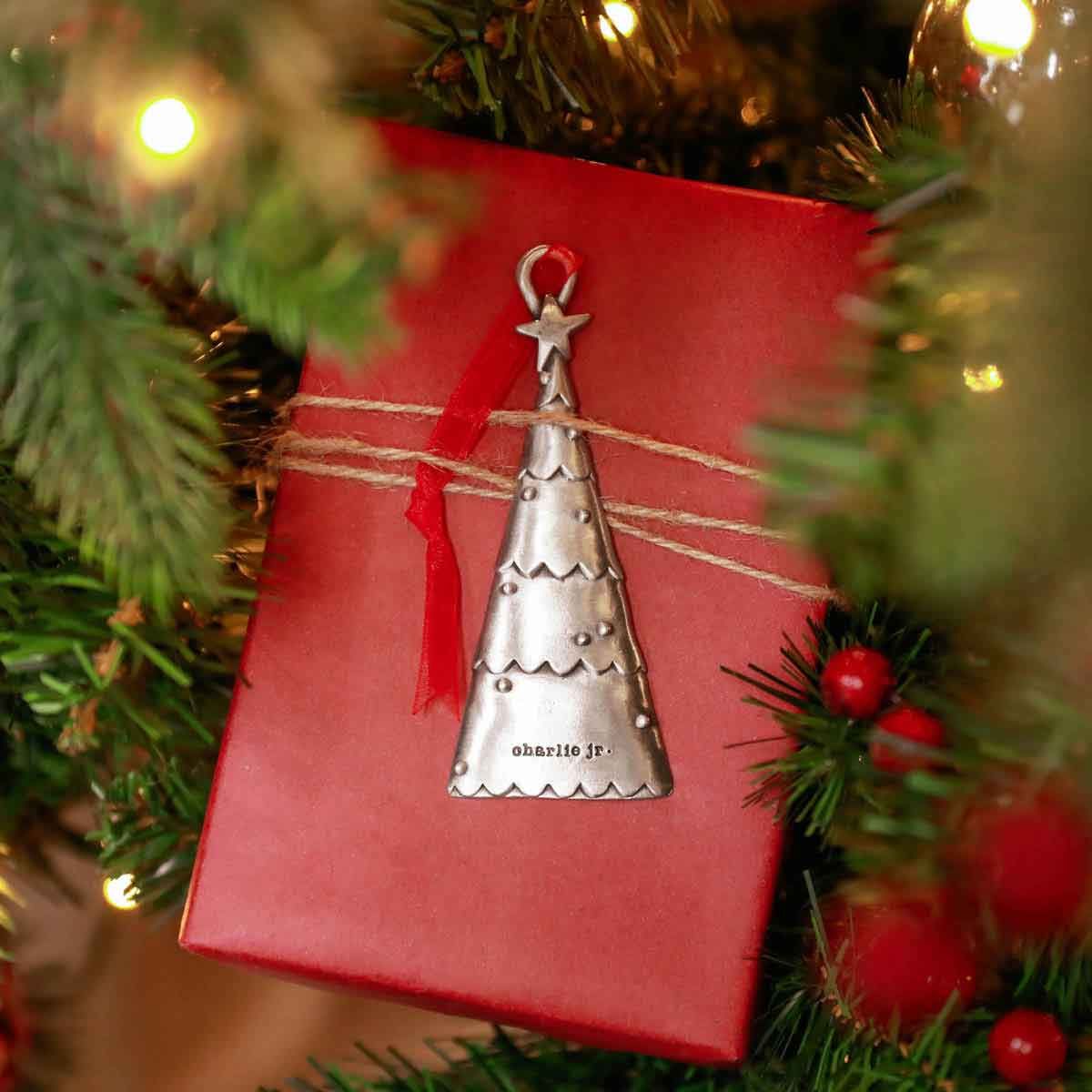 Scalloped Christmas Tree Ornament (Pewter)