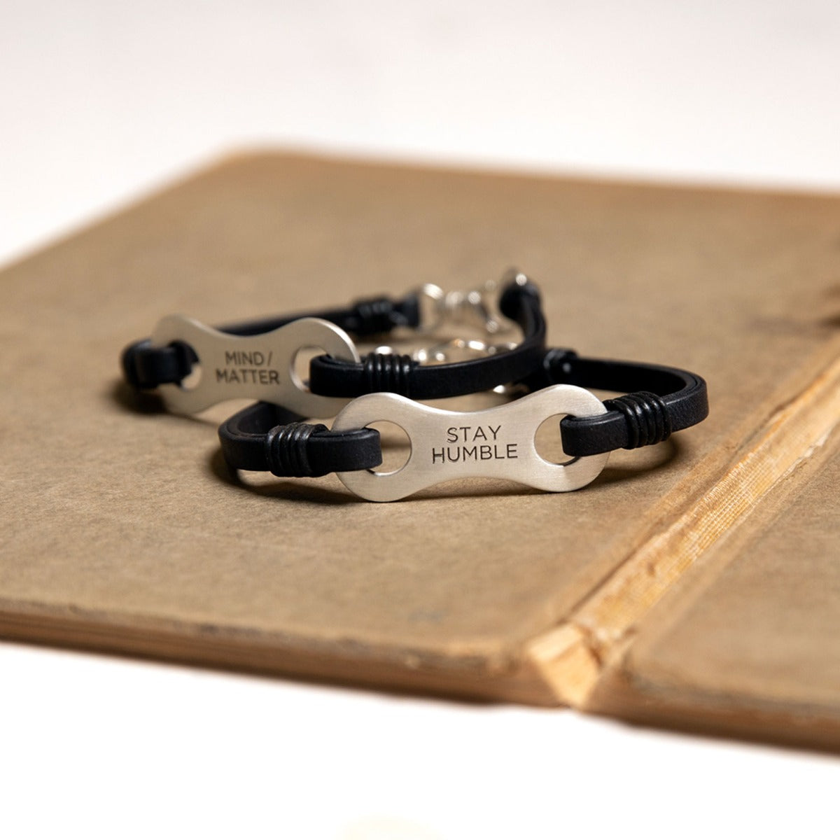 Linked Together Leather Bracelet (Black)