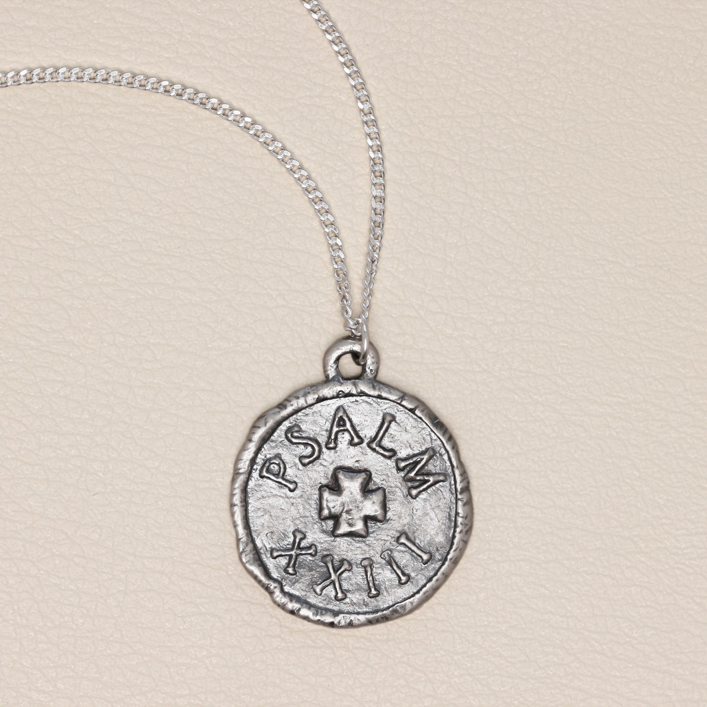 Psalm 23 Coin Necklace (Antiqued Sterling Silver)