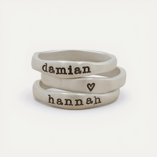 Stacking Name Ring Trio (Sterling Silver)