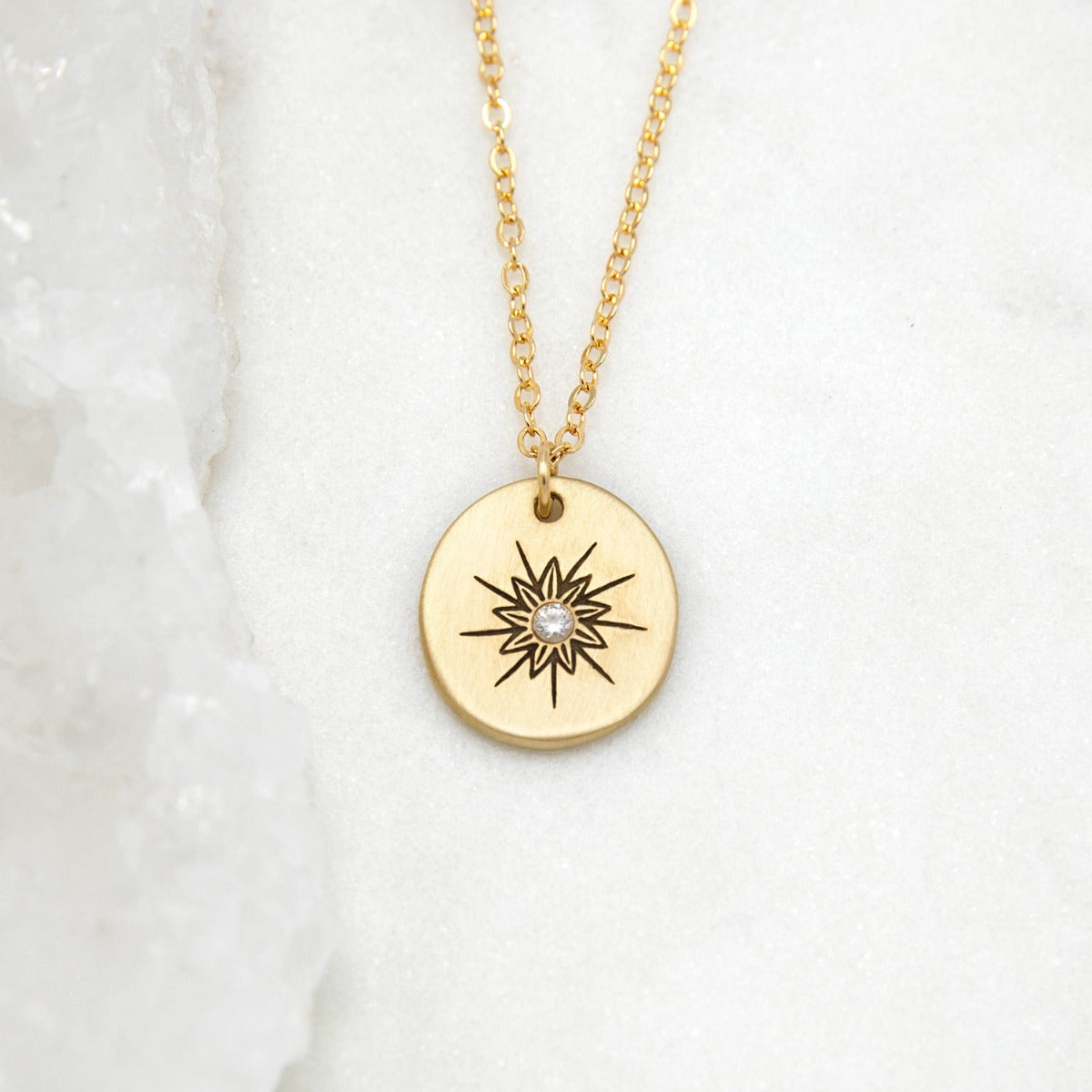 Sunburst Diamond Necklace (10K Solid Gold)