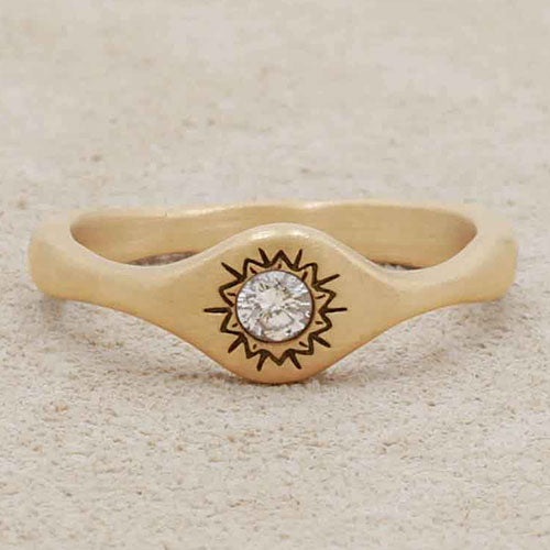 Sunburst Stacking Ring (14K Solid Gold)