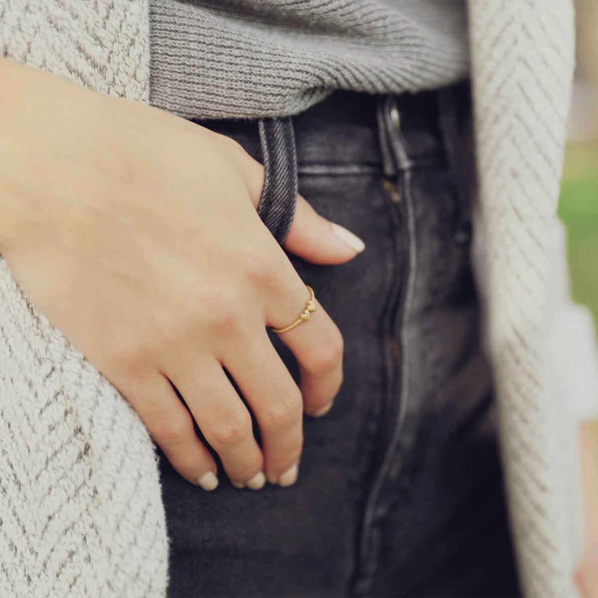 Sweet Love Ring - Two Hearts (14K Solid Gold)