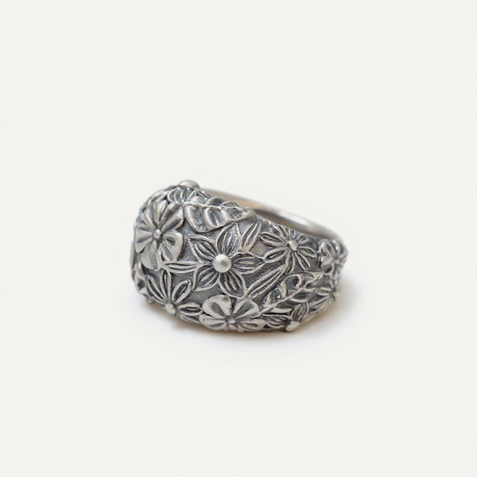 Vintage Florals Statement Ring  (Sterling Silver)