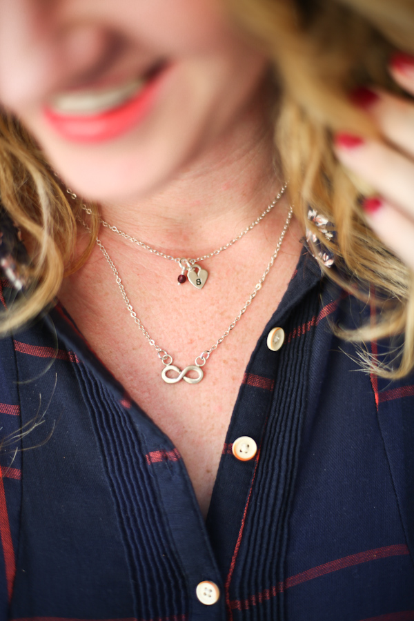 wearing this outfit to feel happy and free {layered necklaces love ...