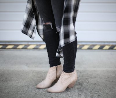 over jeans outfit or how to wear plaid dress