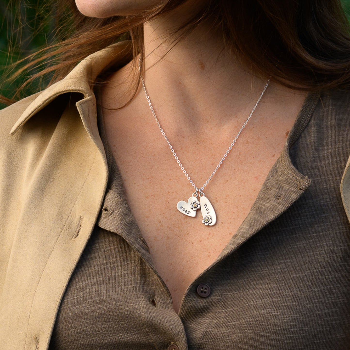 Personalized Birthstone Bloom Jumble Necklace (Sterling Silver)