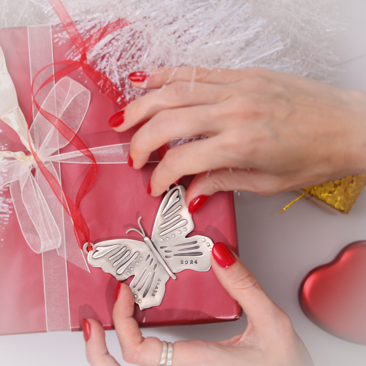 Butterfly Flutter By Ornament (Pewter)