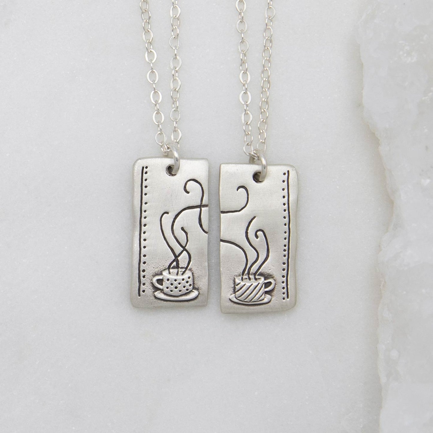 Coffee And Tea Necklace Set (Sterling Silver)