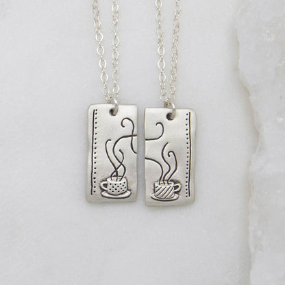 Coffee And Tea Necklace Set (Sterling Silver)