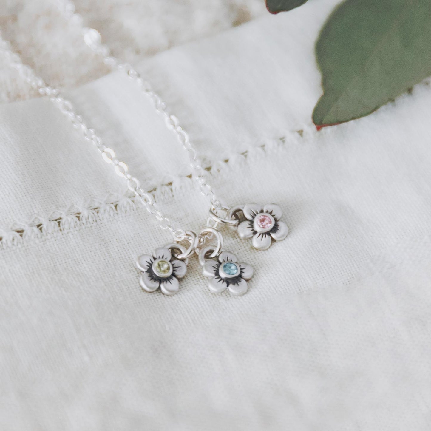 Birthstone Bloom Necklace (Sterling Silver)