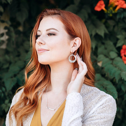 Let Love Grow Hoop Earrings (Pewter)