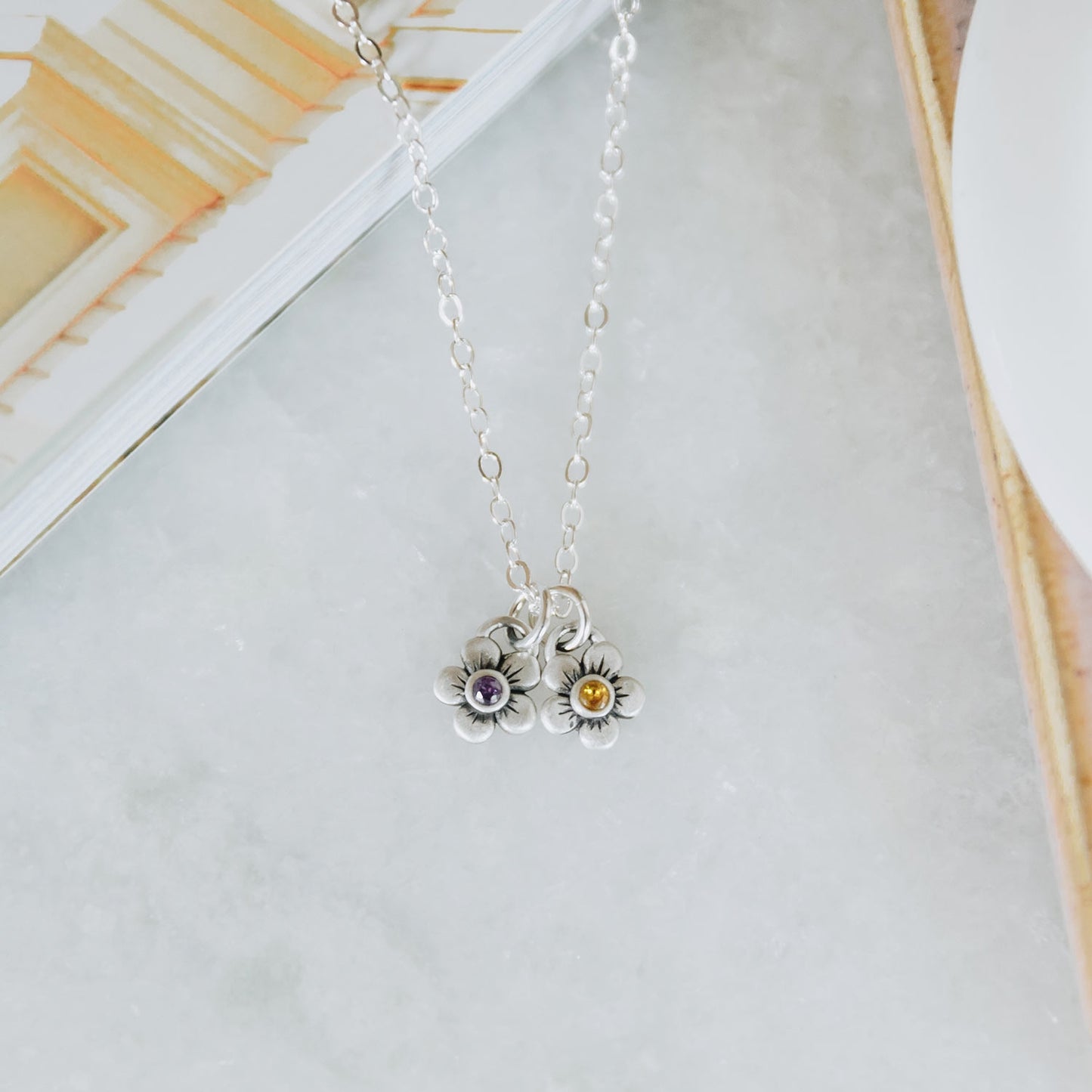 Birthstone Bloom Necklace (Sterling Silver)