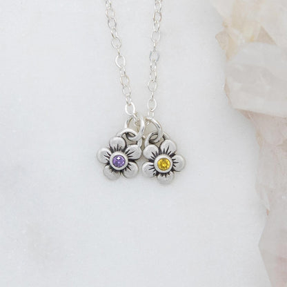 Birthstone Bloom Necklace (Sterling Silver)