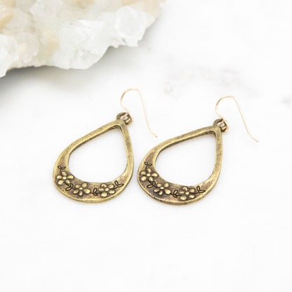 Bud and Blossom Drop Earrings (Gold Plated)