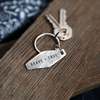 Brave + True Key Ring (Pewter)
