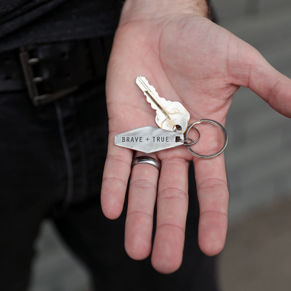 Brave + True Key Ring (Pewter)