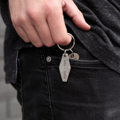 Brave + True Key Ring (Pewter)