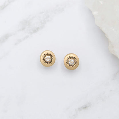 Sunburst Stud Earrings (14K Solid Gold)