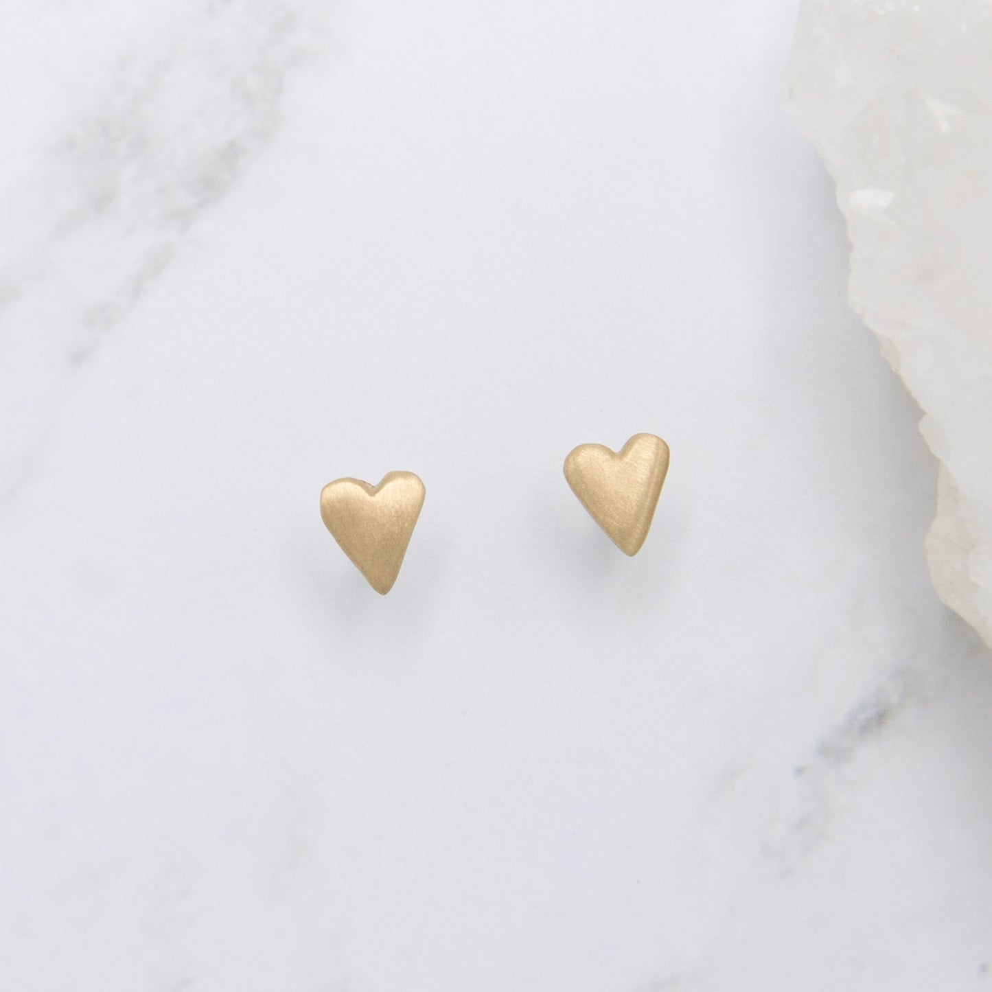 Tiny Heart Stud Earrings (14K Solid Gold)
