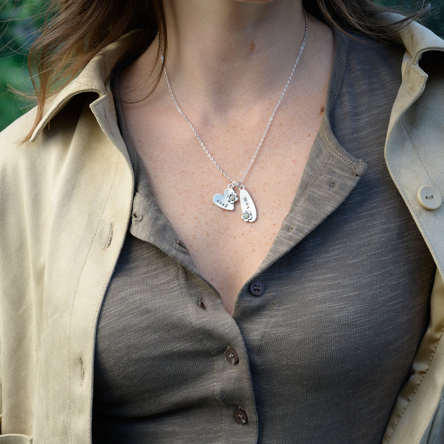 Personalized Birthstone Bloom Jumble Necklace (Sterling Silver)