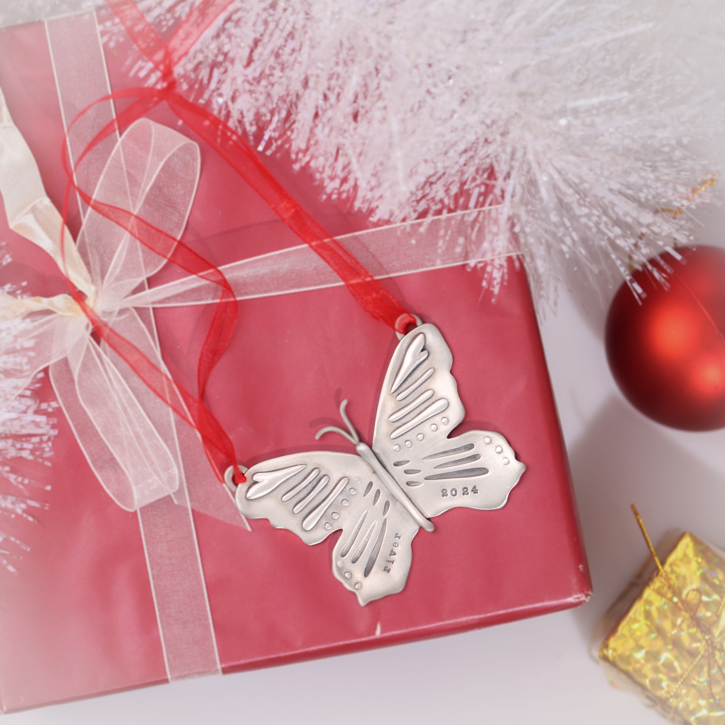 Butterfly Flutter By Ornament (Pewter)