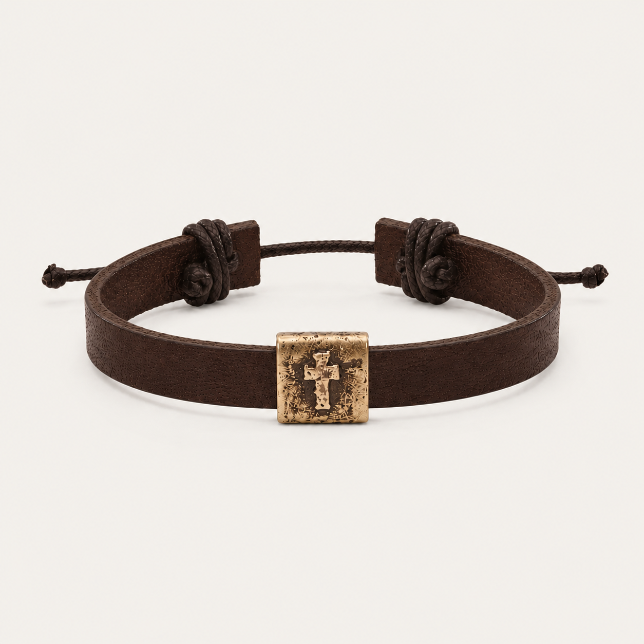 Equitable Leather Cross Bracelet (Dark Brown, Brass) - Lisa Leonard Designs