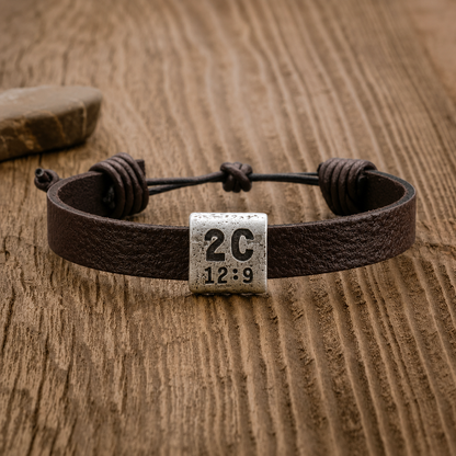 Equitable Leather Verse Bracelet (Brown, Pewter)