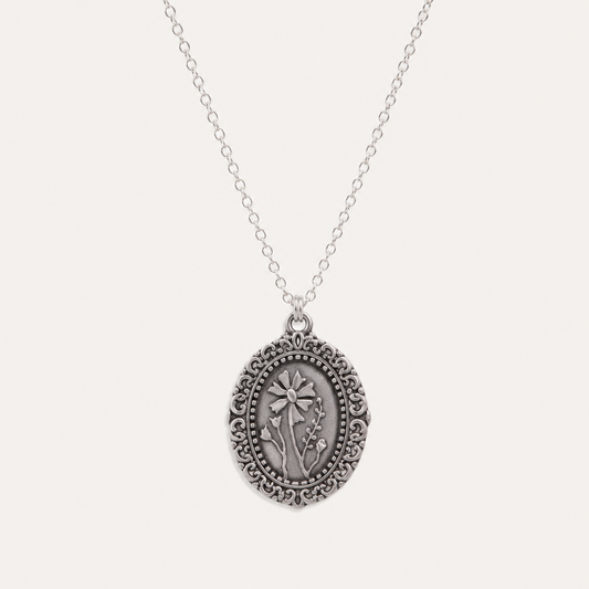 Vintage Cameo Necklace (Pewter)